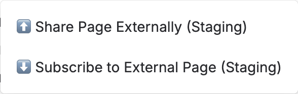 The page ••• menu showing the Share Page Externally action